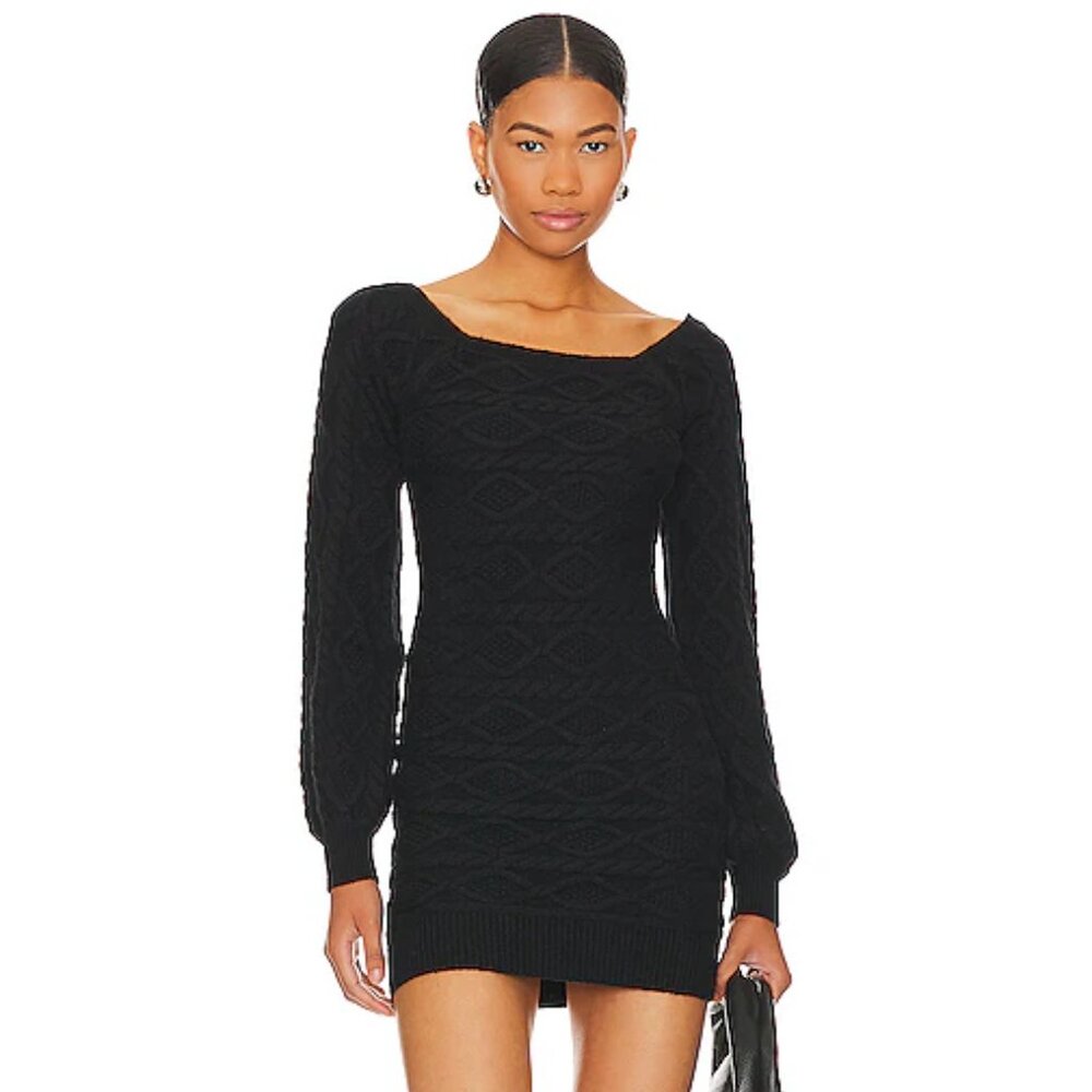 MORE TO COME Simone Cable Knit Dress in Black size M